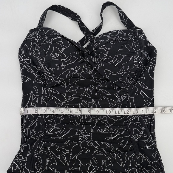 DKNY Women's Size XL Black White Sweetheart Twist Front One Piece Swimsuit New - Picture 10 of 11